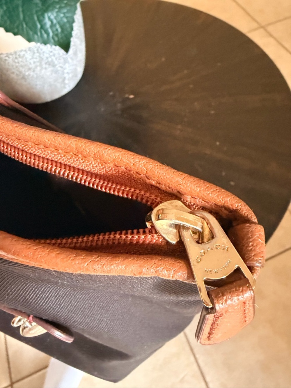 Coach black Tote with Brown Leather Trim with hangtag - Picture 2 of 5